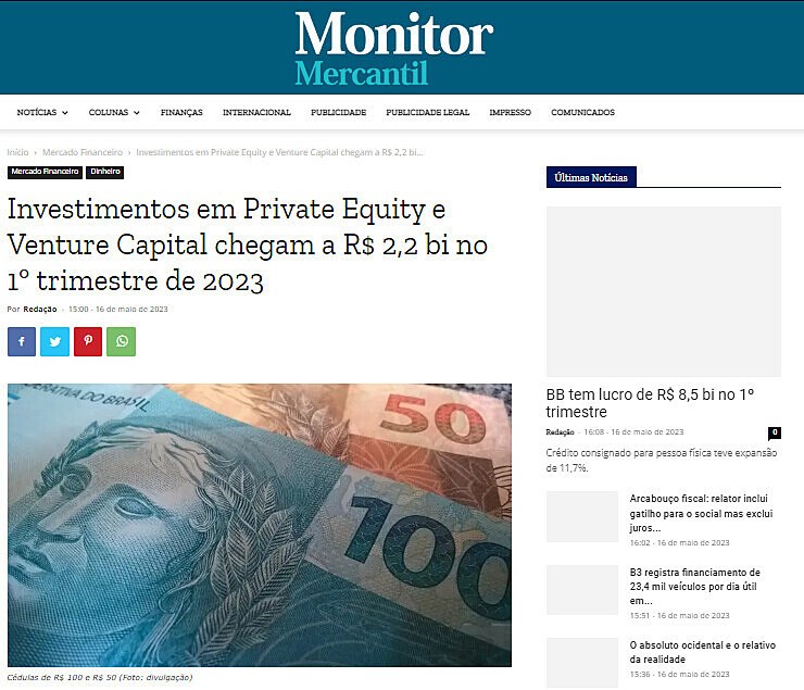 Investimentos em Private Equity e Venture Capital chegam a R$ 2,2 bi no 1 trimestre de 2023